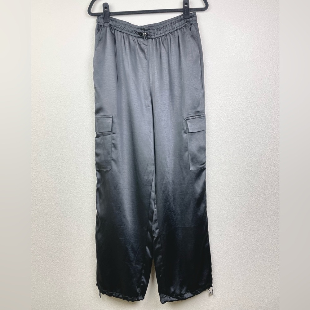 REVOLVE Superdown Women's Large Black Rita Cargo Pant Satin Pockets Drawstring - Picture 3 of 16